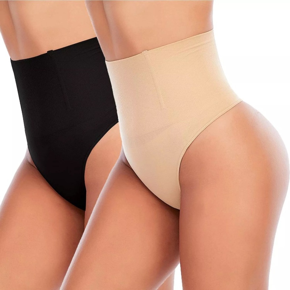Tummy Control high waist slimming shapewear thong set of 2 New S